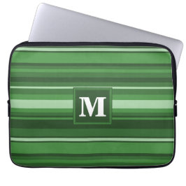 Monogram grönt rand laptop sleeve