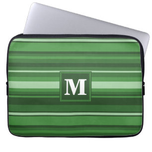 Monogram grönt rand laptop sleeve