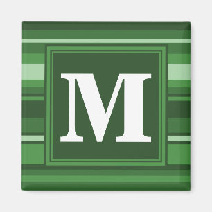 Monogram grönt rand magnet