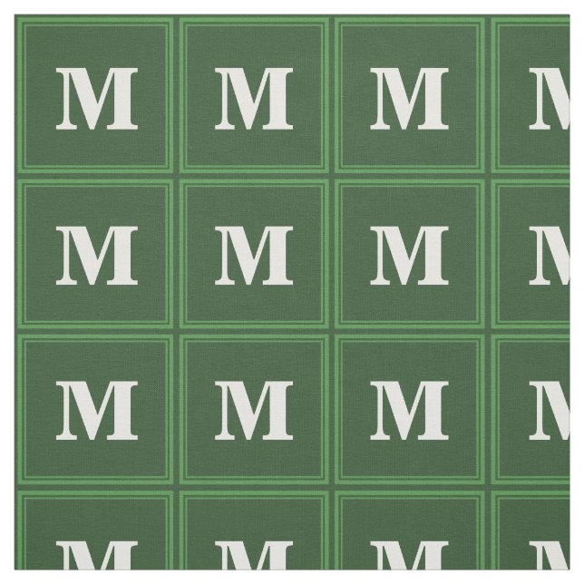 Monogram grönt rand tyg (Provkarta)
