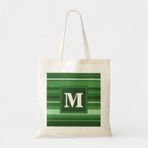 Monogram grönt rand tygkasse