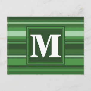Monogram grönt rand vykort