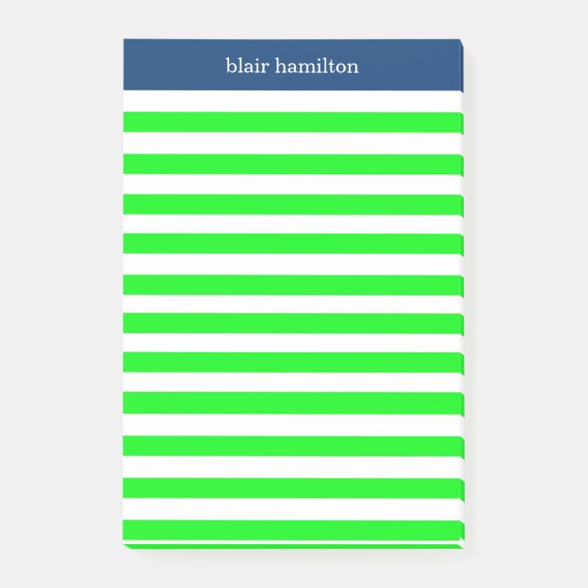 Monogram Grönt stripe Post-it Block (Framsida)