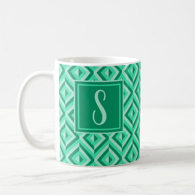 Monogram Grönt tretonig Diamond Mönster Kaffemugg (Vänster)