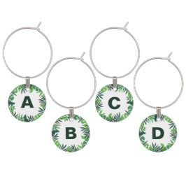 Monogram grönt tropiska handflatan löv blommigt berlock vinglas