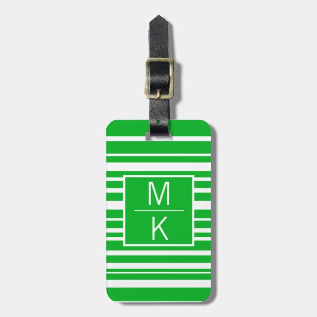 Monogram Grönt Uneven Stripe GL Square Splitter Bagagebricka (Vertikal Framsida)