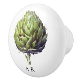 Monogram grönt vintage stil Artichoke-blomma Knopp