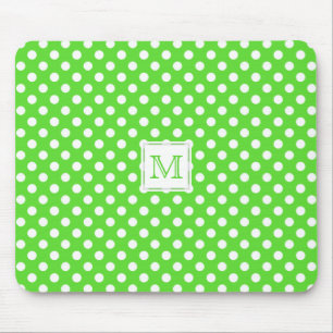 Monogram: Grönt & vit Polka-Pricker Mousepad Musmatta