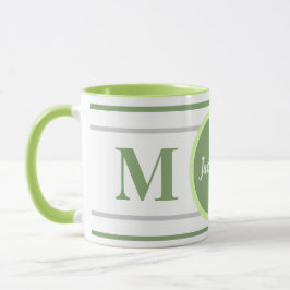 Monogram Grönt White Namn Mugg