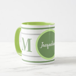 Monogram Grönt White Namn Mugg