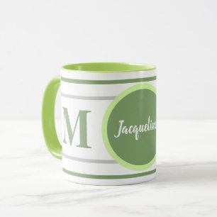 Monogram Grönt White Namn Mugg