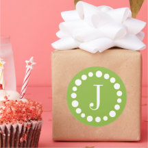 Monogram Grönt White Polka dots Stickers