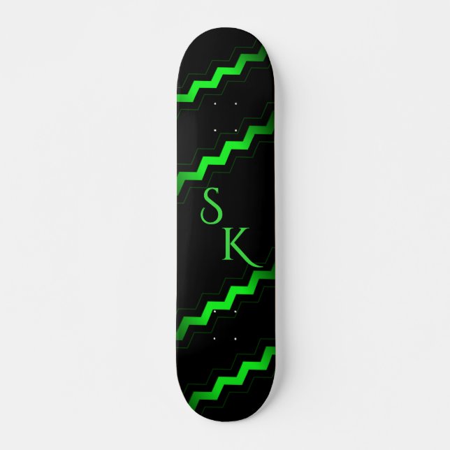 Monogram Grönt Zag-dekorfärg Mini Skateboard Bräda 18,5 Cm (Framsida)
