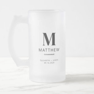 Monogram Groomsman ger modern enkel minimalistisk Frostat Ölglas