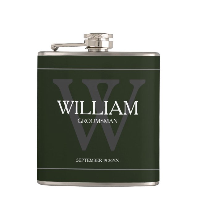 Monogram Groomsman Gift Classic Coola Army Grönt Fickplunta (Framsidan)