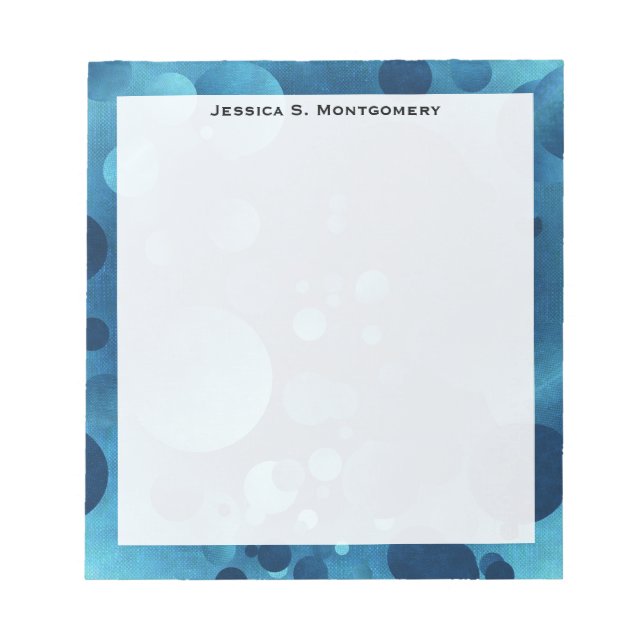 Monogram Grunge Blå Geometriska Cirklar Anteckningsblock (Framsida)
