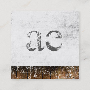 Monogram Grunge Struktur Wood Rustic Trim Fyrkantigt Visitkort