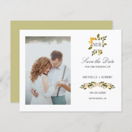 Monogram Gul Blommig Foto Bröllop Spara DATUM