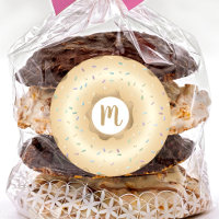Monogram gul glittergnistrande munk smulor