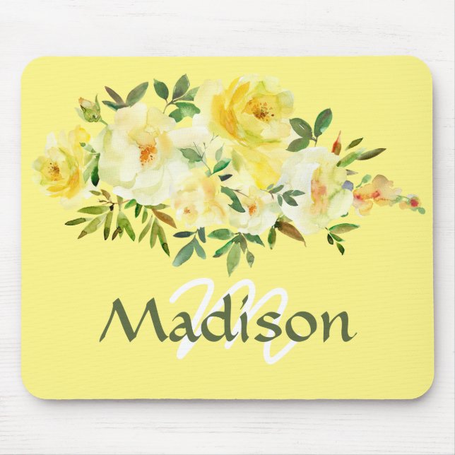 Monogram Gula Rosor Vintage Stil Musmattor (Framsidan)