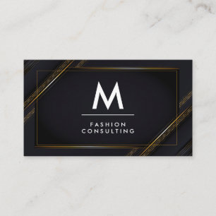 Monogram   Guld Black Lux-bakgrund Visitkort