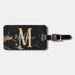 Monogram Guld Black Marble Bagagebricka