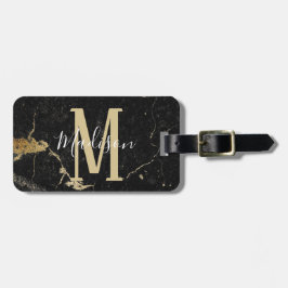 Monogram Guld Black Marble Bagagebricka