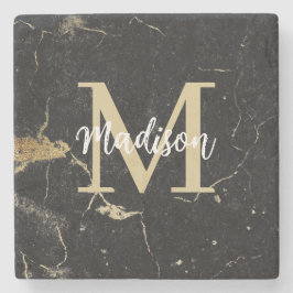 Monogram Guld Black Marble Stenunderlägg