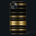 Monogram Guld & Black Rand Mönster<br><div class="desc">Elegant guld och svart rand mönster. Anpassade monogram.</div>