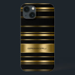 Monogram Guld & Black Rand Mönster<br><div class="desc">Elegant guld och svart rand mönster. Anpassade monogram.</div>