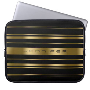 Monogram Guld & Black Rand Mönster Laptop Fodral
