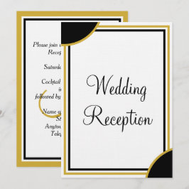 Monogram Guld Black Wedding Reception Inbjudningar
