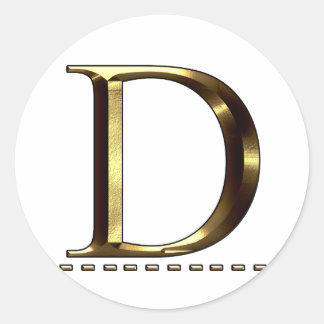 Monogram guld bokstav D Klistermärke