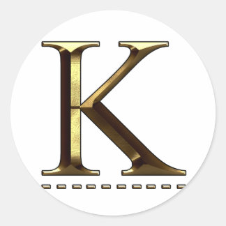 Monogram guld bokstav K Din dekal Runt Klistermärke