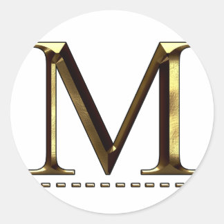 Monogram guld bokstav M Din dekal Runt Klistermärke