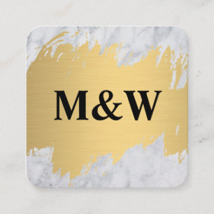 Monogram Guld Borstat och Marmor Fyrkantigt Visitkort