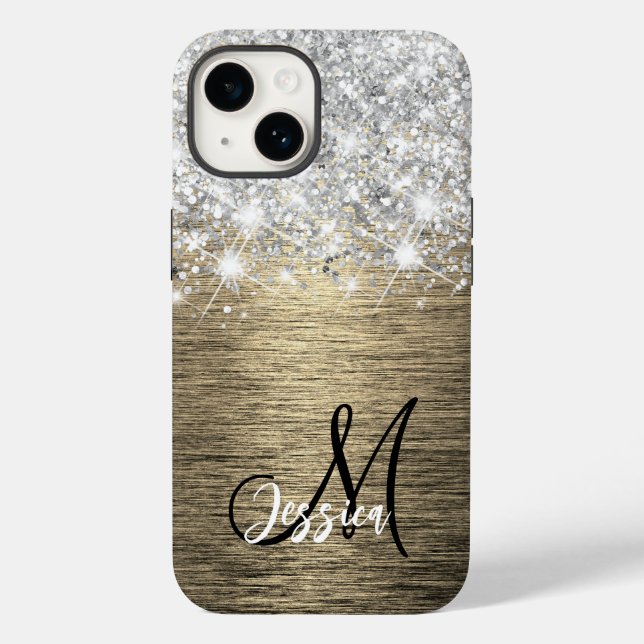 Monogram guld Brushed Metall Silver Glitter (Baksida)
