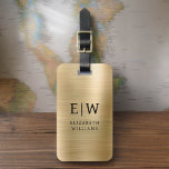 Monogram Guld Brushed Metallic Elegant Bagagebricka<br><div class="desc">Vi presenterar vårt Monogram Brushed Metallic Elegant Luggage Tag: Öka din resupplevelse med detta sofistikerade tillbehör. Den här bagagetaggen är gjord av borstat metallmaterial, och den är ett uttryck för elegans och stil. Monogramdesignen ger en personlig beröring och skapar det enkelt att identifiera ditt bagage samtidigt som du tillför en...</div>