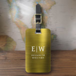 Monogram Guld Brushed Metallic Elegant Bagagebricka<br><div class="desc">Vi presenterar vårt Monogram Brushed Metallic Elegant Luggage Tag: Öka din resupplevelse med detta sofistikerade tillbehör. Den här bagagetaggen är gjord av borstat metallmaterial, och den är ett uttryck för elegans och stil. Monogramdesignen ger en personlig beröring och skapar det enkelt att identifiera ditt bagage samtidigt som du tillför en...</div>