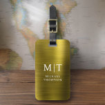 Monogram Guld Brushed Metallic Elegant Bagagebricka<br><div class="desc">Öka din resupplevelse med vår klassiska Elegant Modern Minimalist Monogram Luggage Tag-kod. Detta noggrant designade tillbehör kombinerar sömlöst elegans med contemporaryns minimalism, och ser till att ditt bagage är sofistikerat. Den här bagagetaggen är utformad med precision och noggrannhet. Den är mer än bara en praktisk artikel. Den är en personlig...</div>
