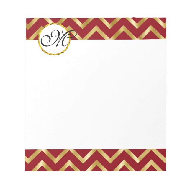 Monogram guld burgundvit professionell anteckningsblock (Framsida)