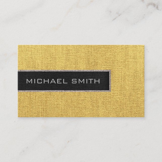 Monogram Guld Burlap Rustic Jute Visitkort (Framsida)
