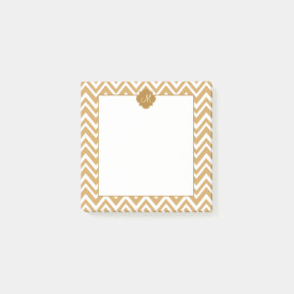 Monogram Guld Chevron Mönster Post-it Block