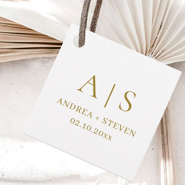 Monogram Guld Classy Bröllop Gåvor Etiketter (Skapare uppladdad)