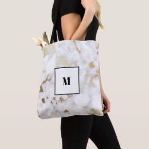 Monogram Guld Classy Marble-design Tygkasse