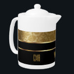 Monogram Guld Damask och Black<br><div class="desc">Tekanna. Utformning av Monogram Guld Damask och Black Mönster. 📌 Om du behöver anpassa ytterligare klickar du på knappen "Klicka för att anpassa ytterligare" eller "Anpassa eller redigera design" och användor verktyg för att ändra storlek, rotera, ändra text färg, lägga till text och mycket mer. ⭐ Produkten är 100 %...</div>