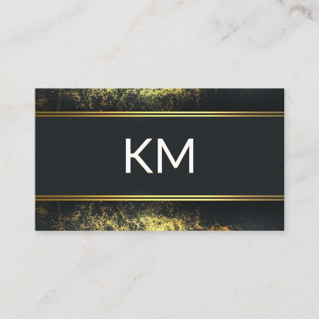 Monogram | Guld-damm | Guld Metallic Linjer Visitkort (Framsida)