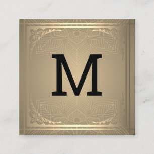 Monogram   Guld Decorative Gräns Square Business Fyrkantigt Visitkort