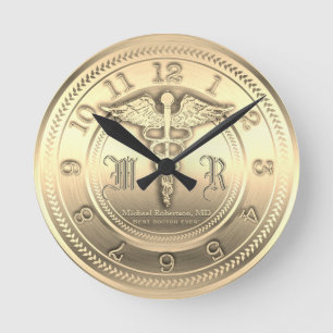 Monogram Guld Doktor Medical Clock Rund Klocka