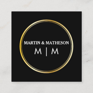 Monogram Guld Dubbla Ring Fyrkantigt Visitkort